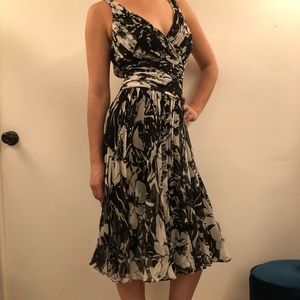 Tadashi Black and White Floral Cocktail Dress